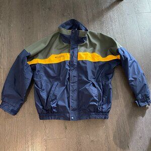 COLUMBIA 'BUGABOO' JACKET NAVY GREEN YELLOW SIZE LARGE PREOWNED